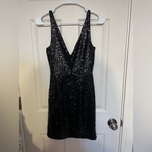 Lulus Womens Short Black Sequin Dress